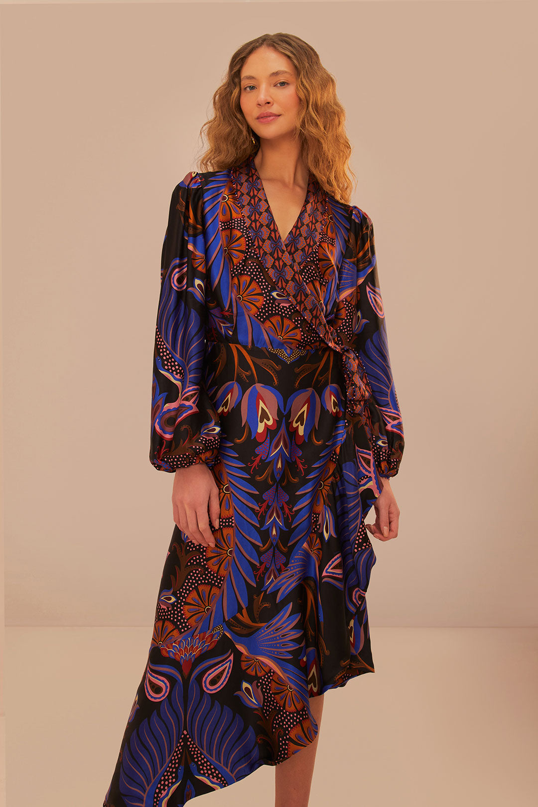 Heart Forest Black Long Sleeve Midi Dress