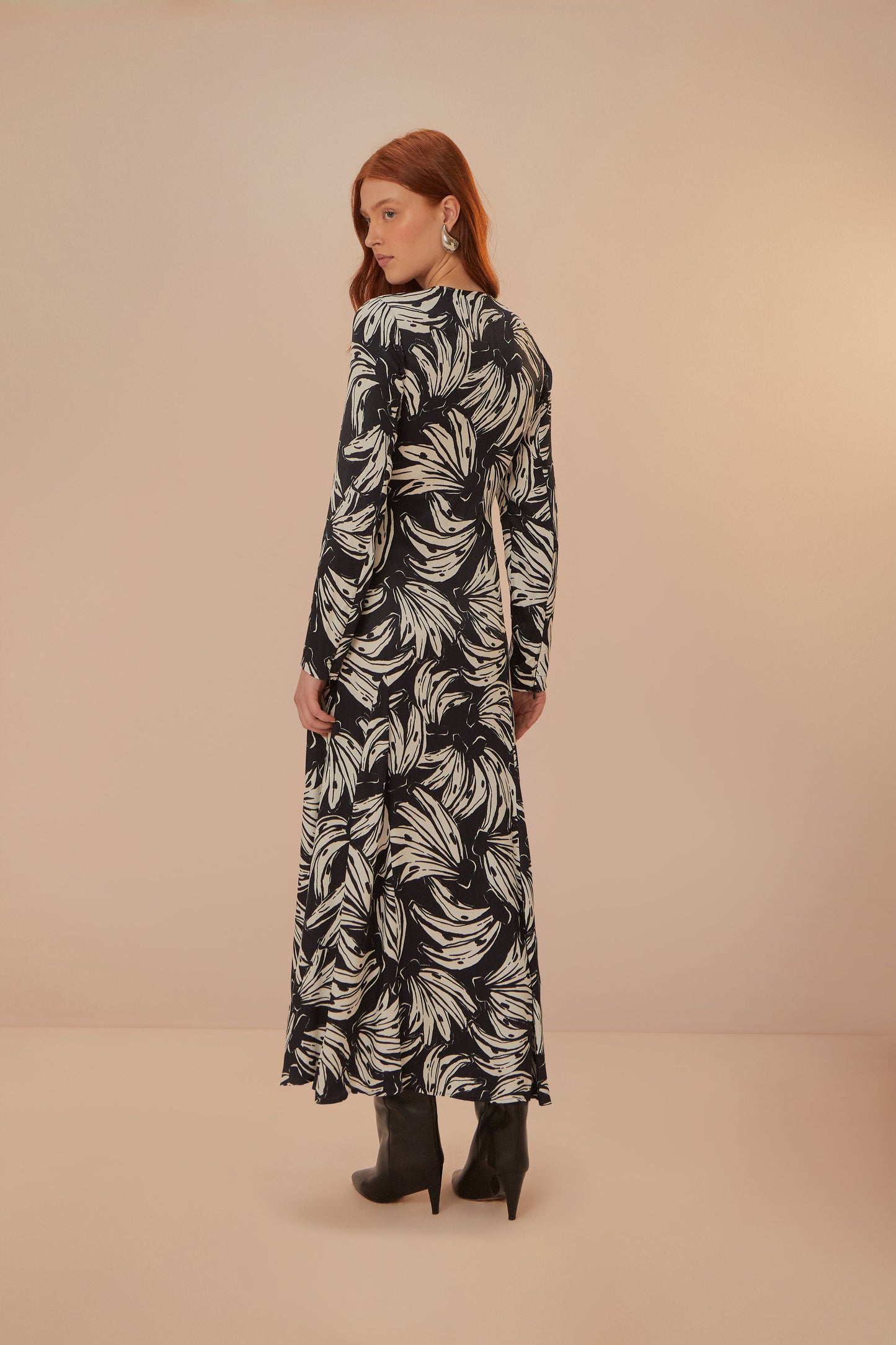 Bossa Banana Black Midi Dress
