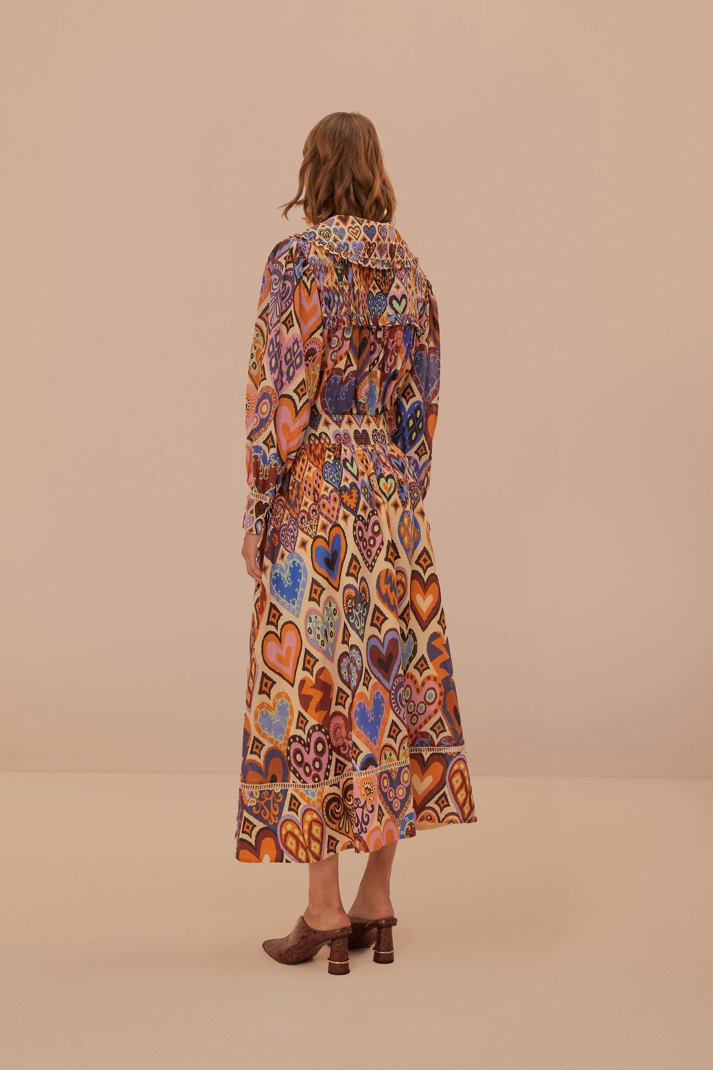 Hearts Ikat Cream Midi Skirt