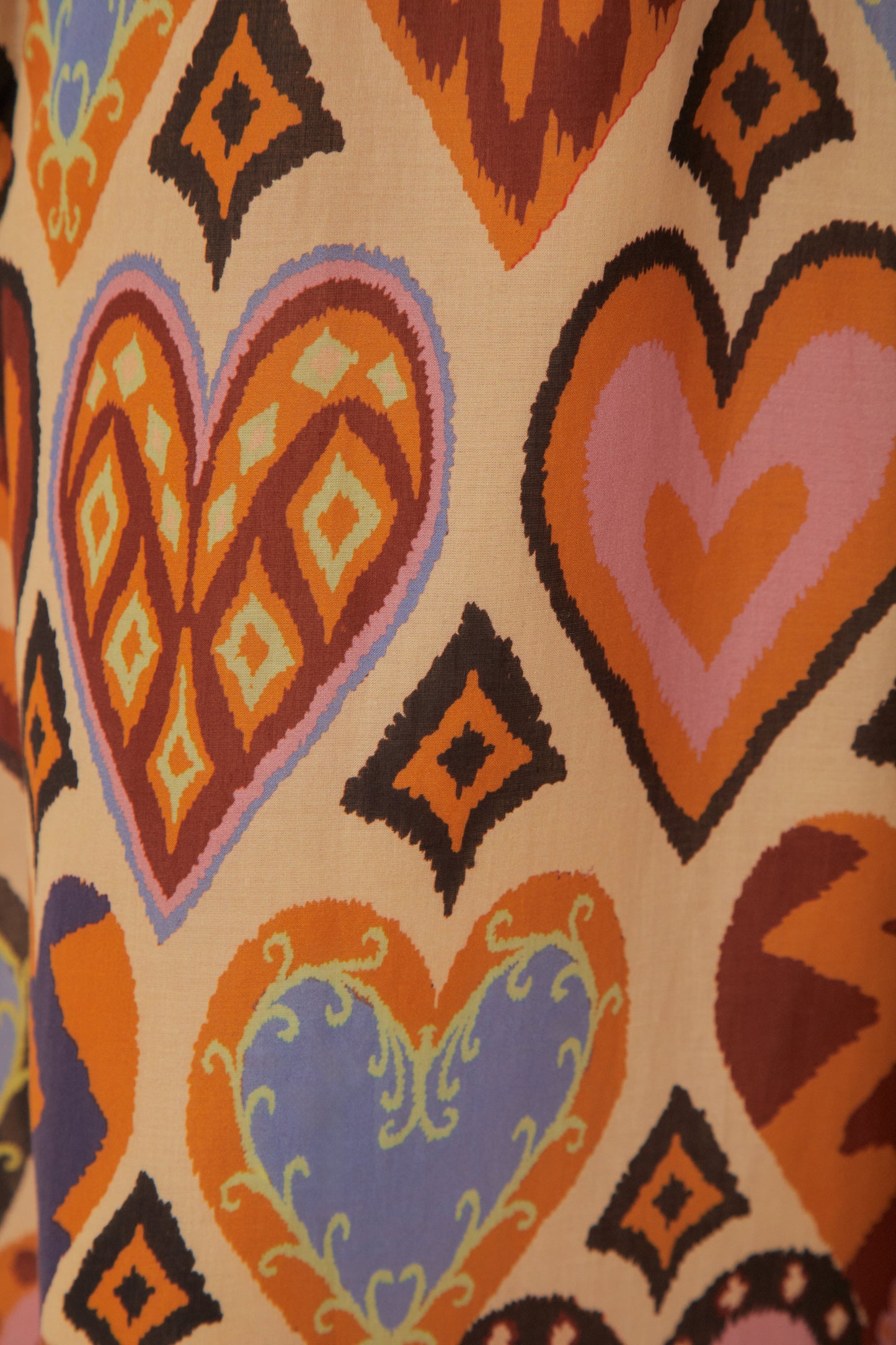 Hearts Ikat Cream Midi Skirt