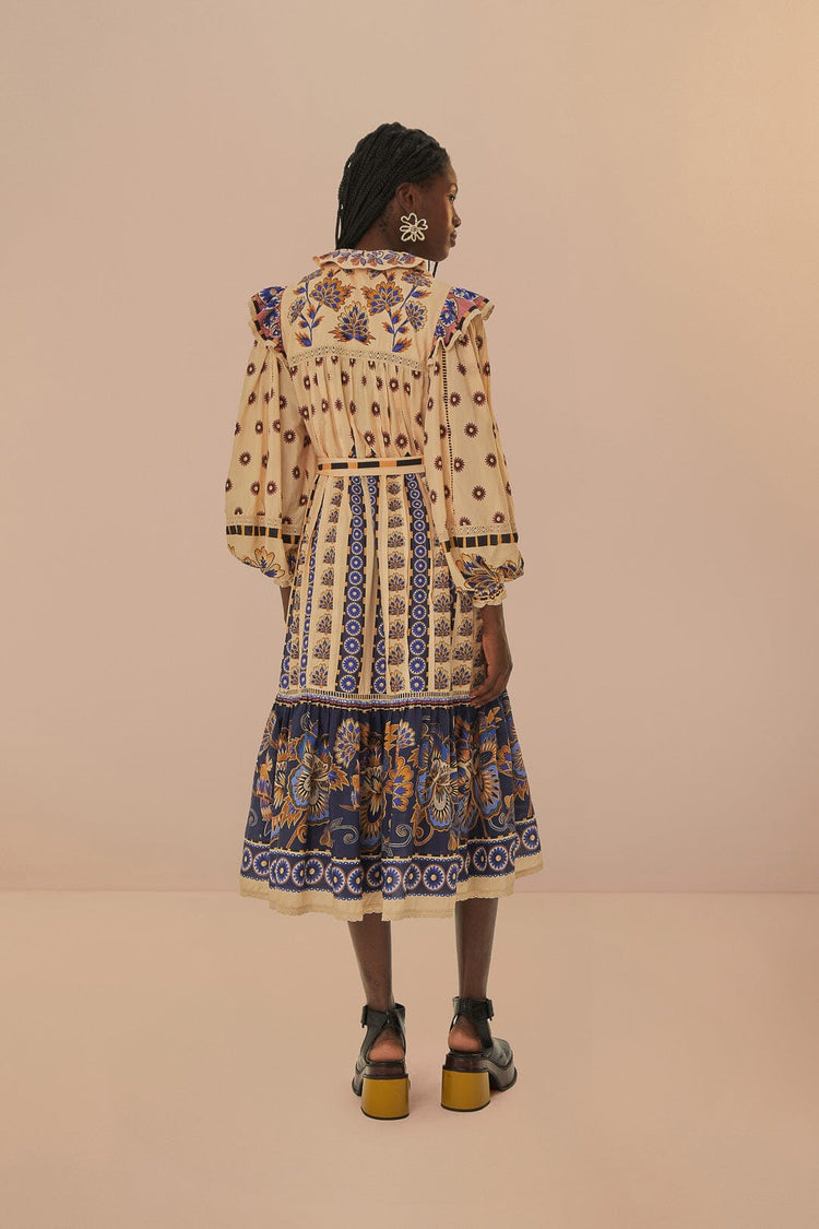Ainika Maxi Floral Cream Midi Dress