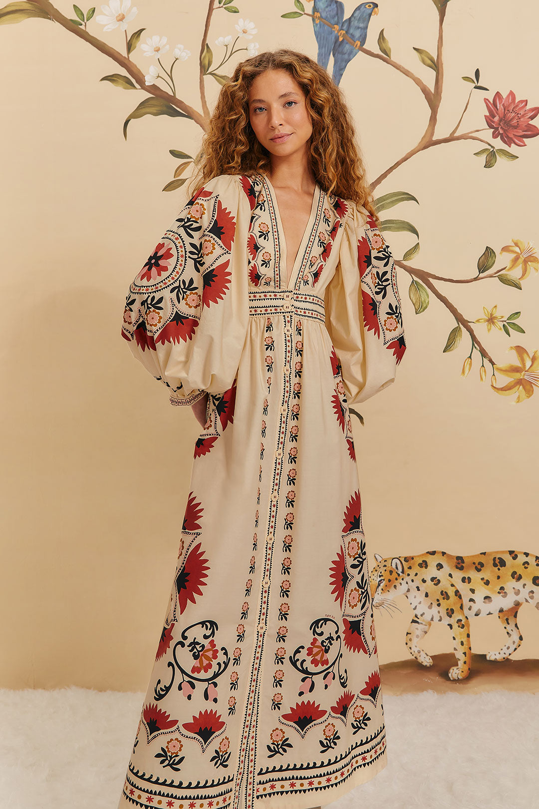 Cashew Mandala Cream Maxi Dress