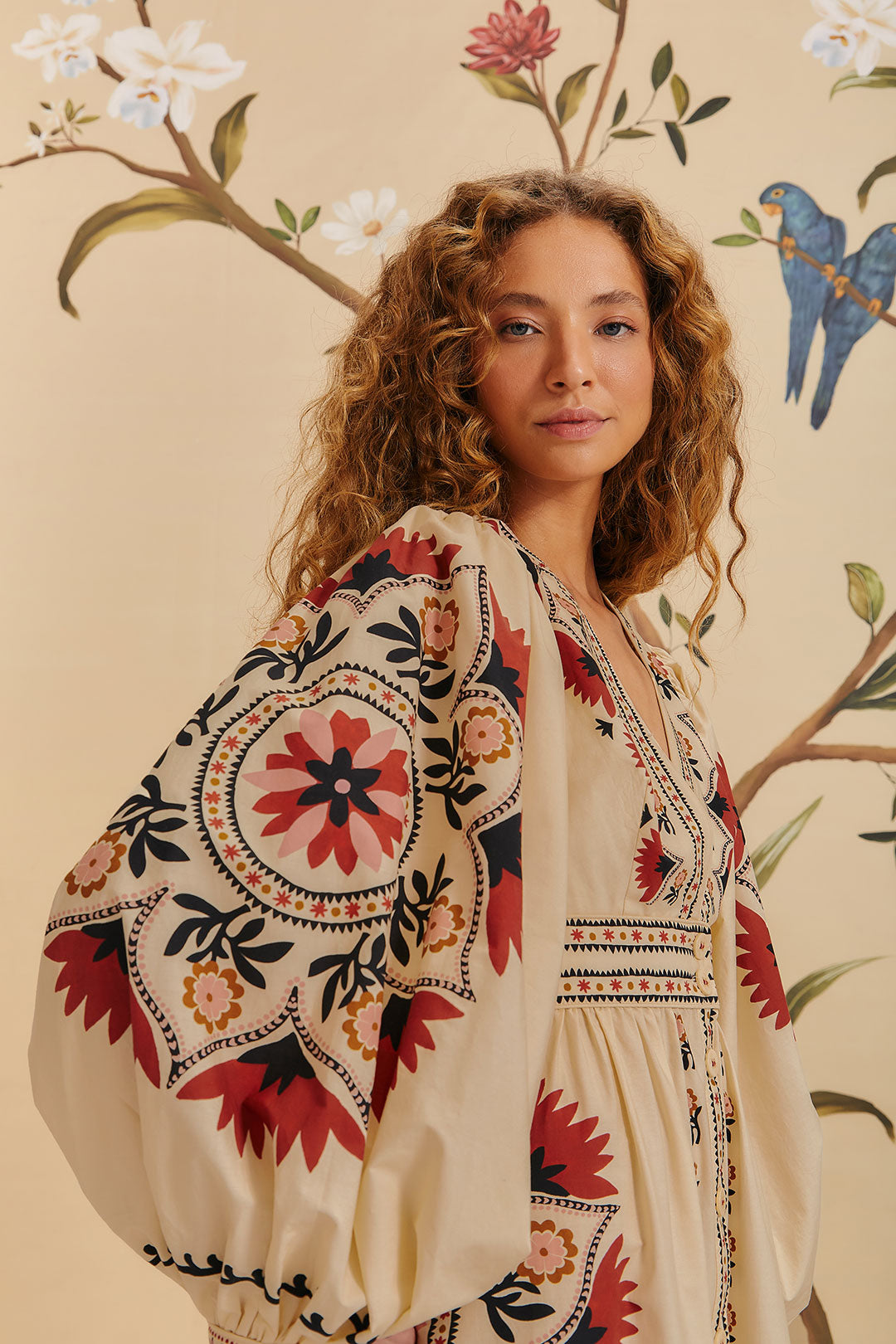 Cashew Mandala Cream Maxi Dress