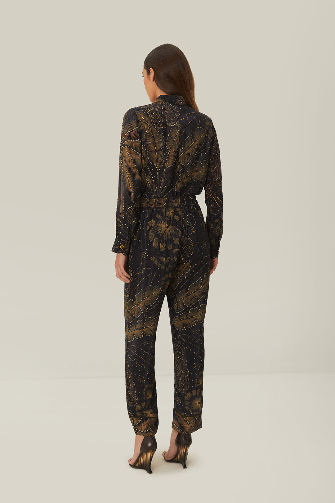 Golden Foliage Black Pajama Pants