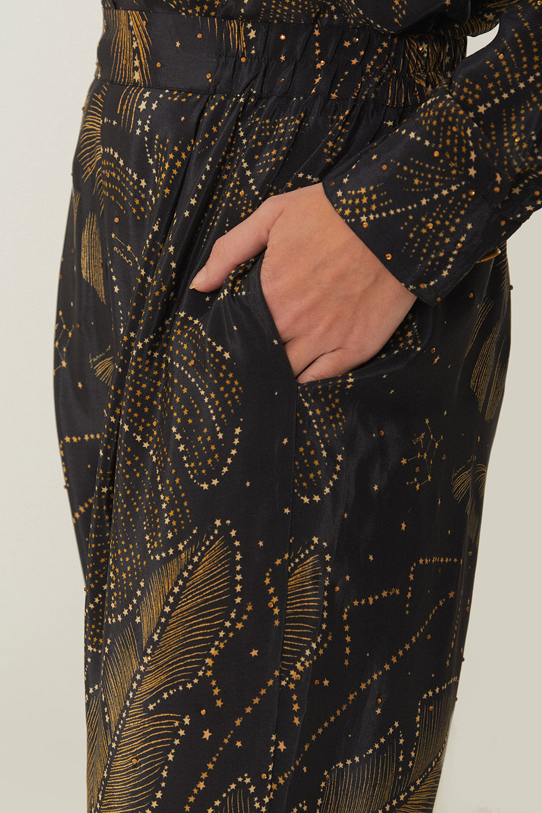 Golden Foliage Black Pajama Pants