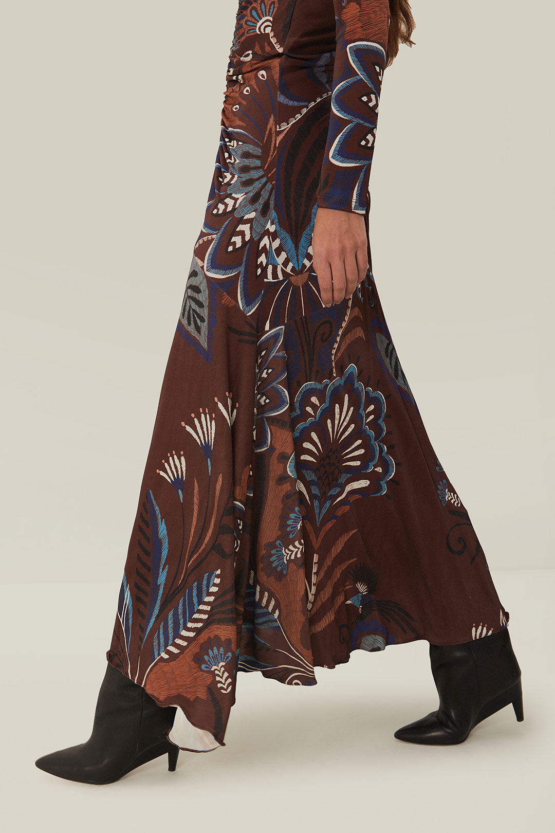 Delicate Garden Brown Long Sleeve Maxi Dress