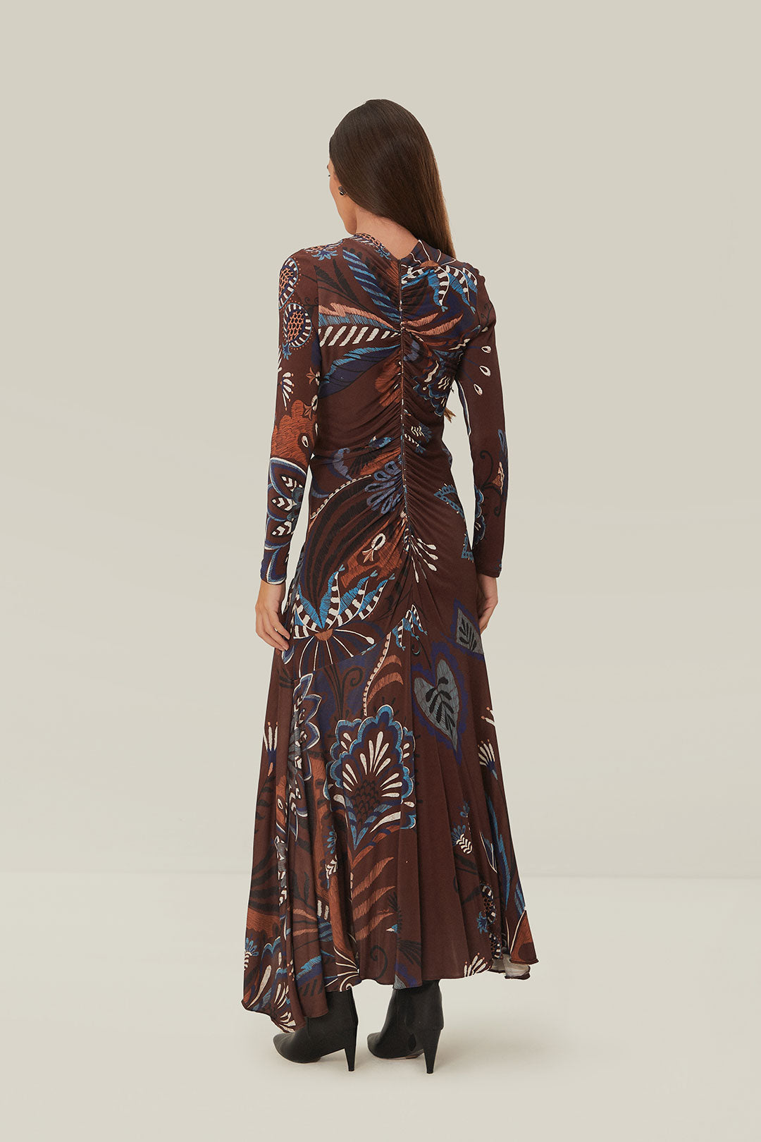 Delicate Garden Brown Long Sleeve Maxi Dress