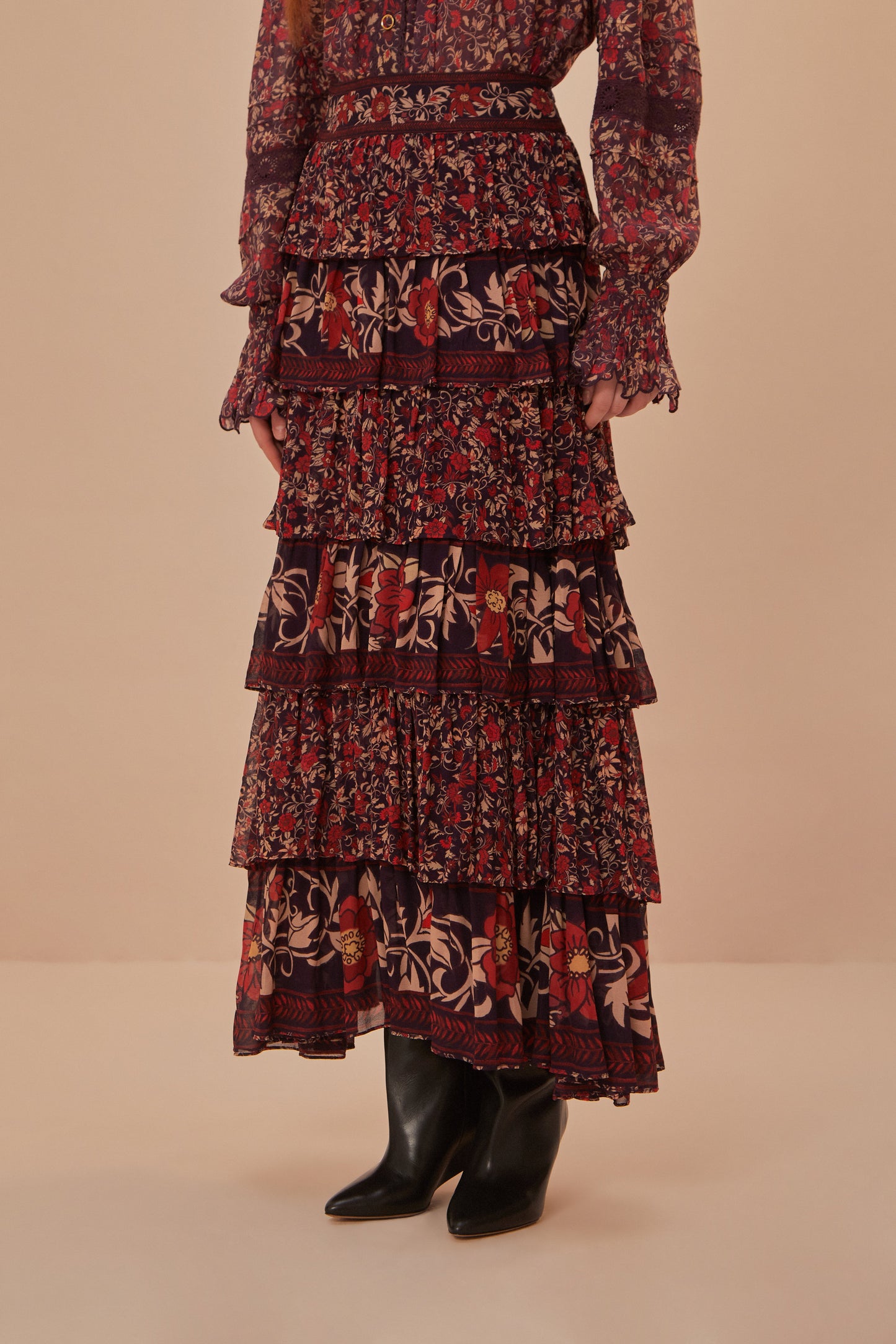 Chelsea Garden Ruffles Maxi Skirt