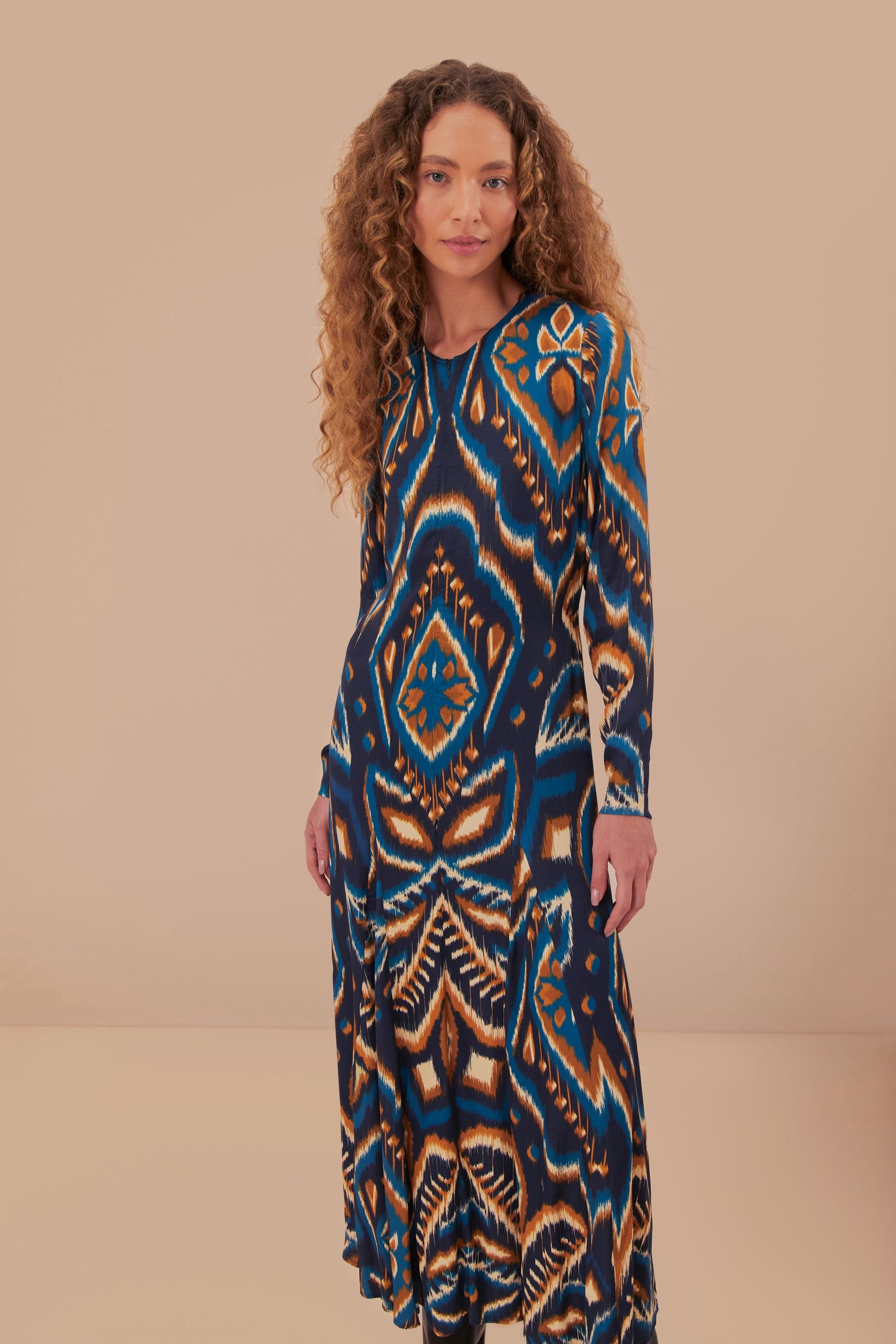 Pineapple Ikat Blue Maxi Dress