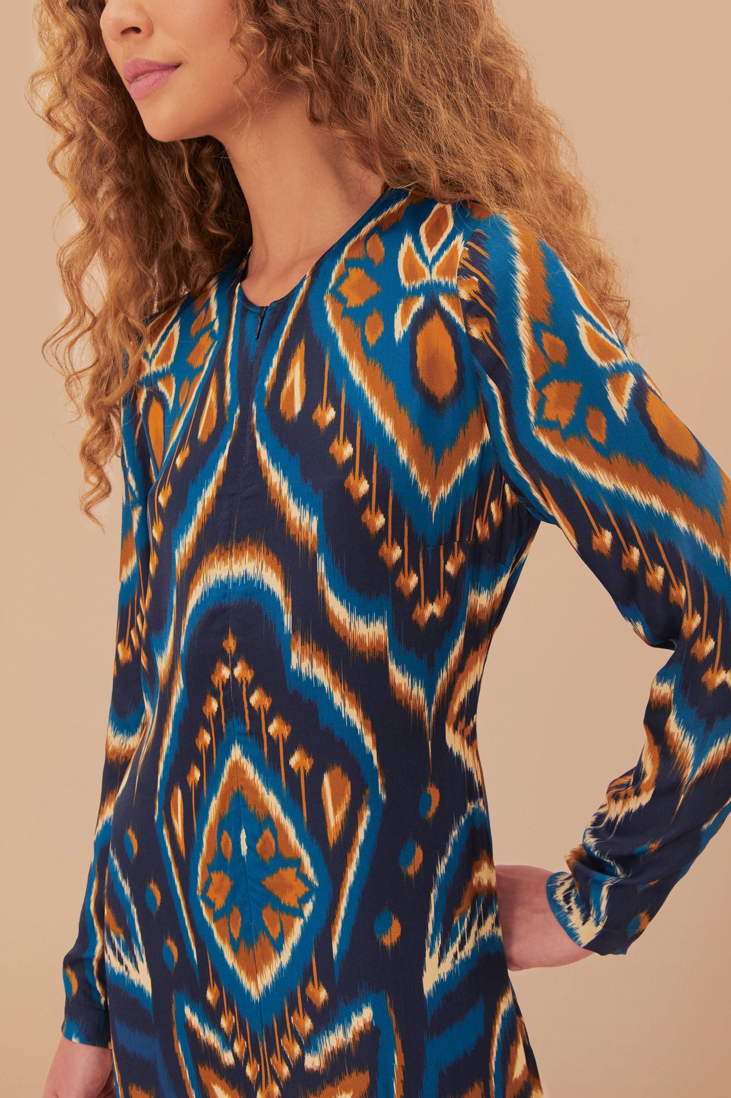 Pineapple Ikat Blue Maxi Dress