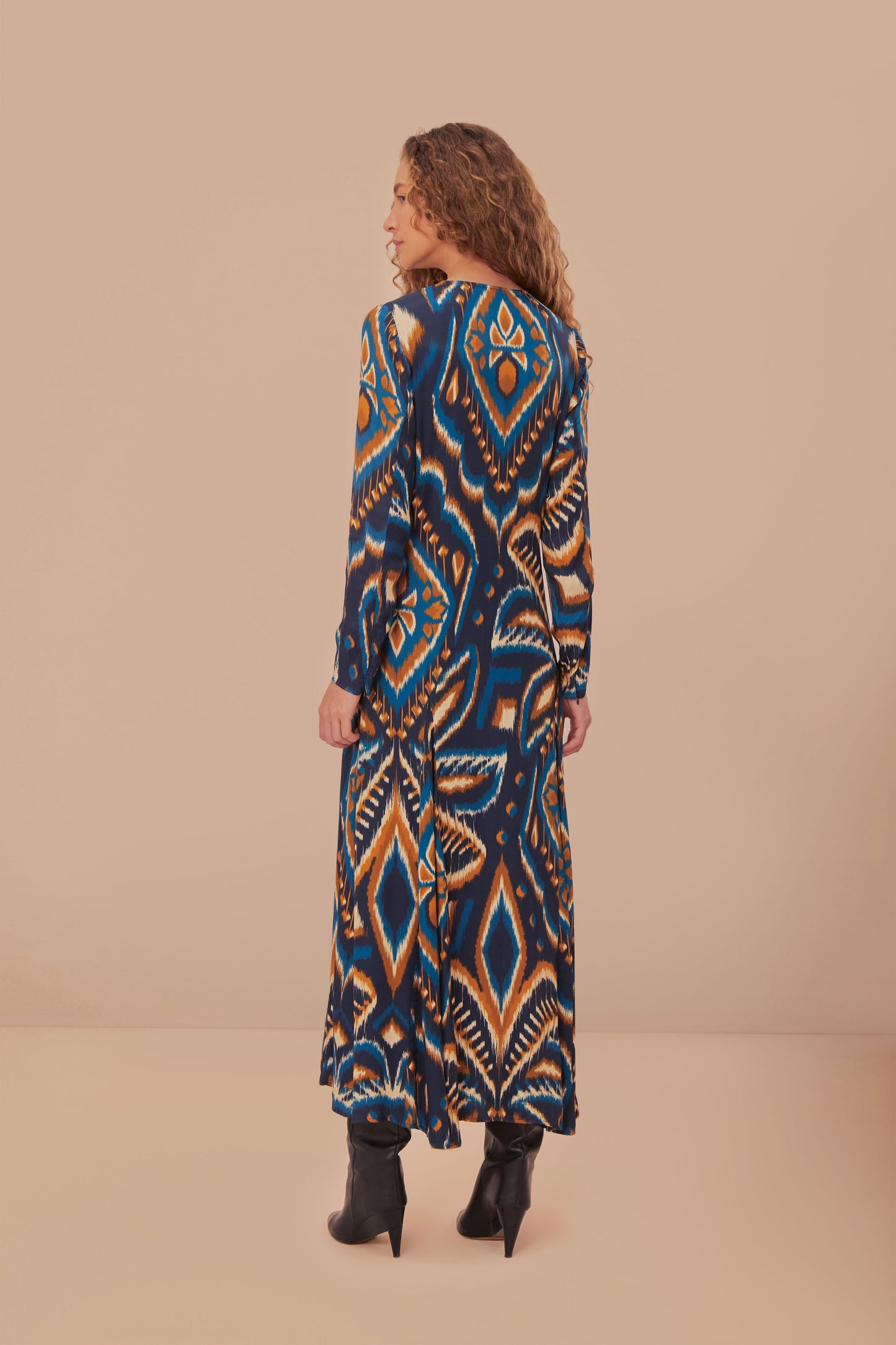 Pineapple Ikat Blue Maxi Dress
