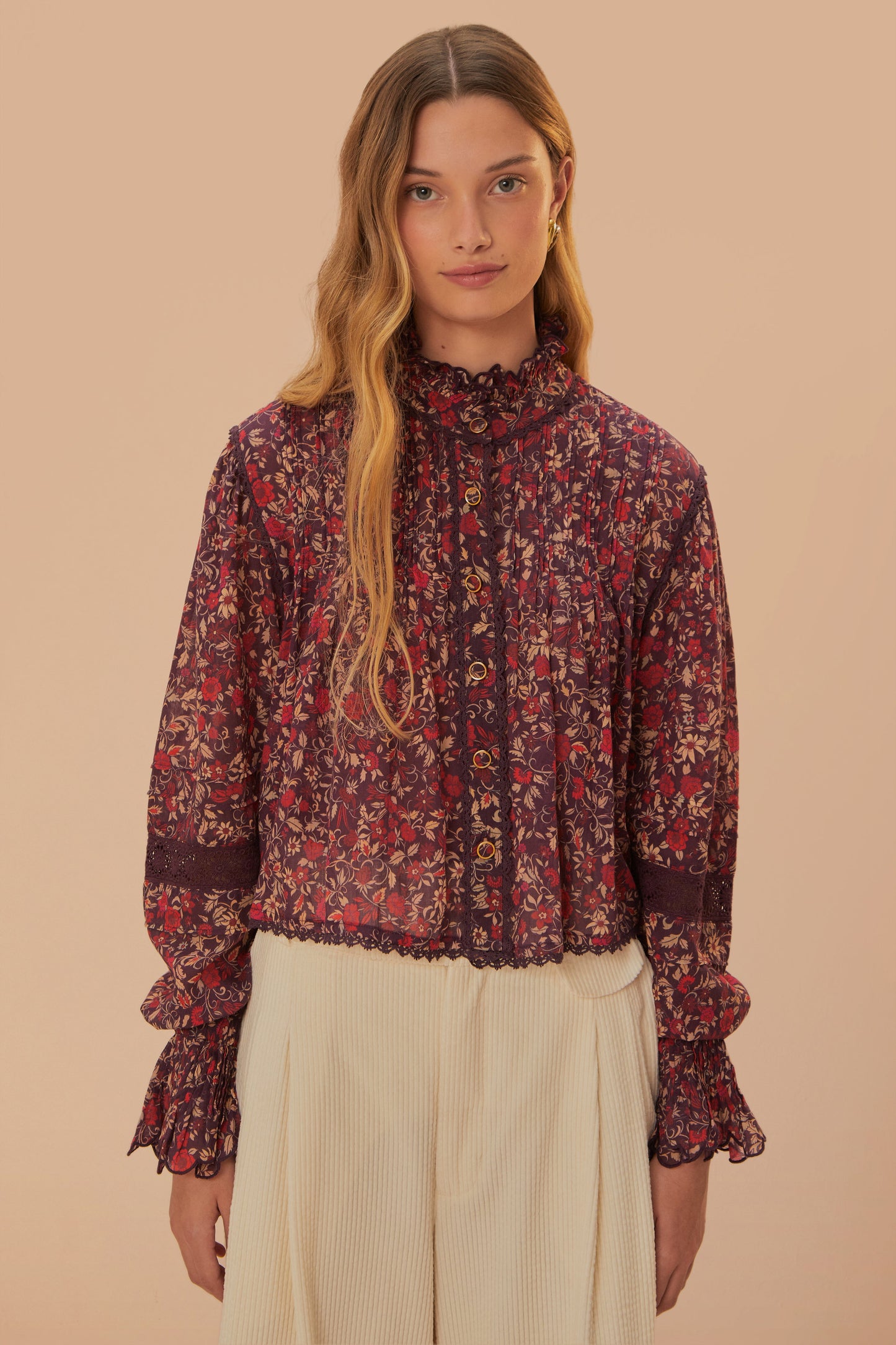 Chelsea Garden Purple Long Sleeve Blouse