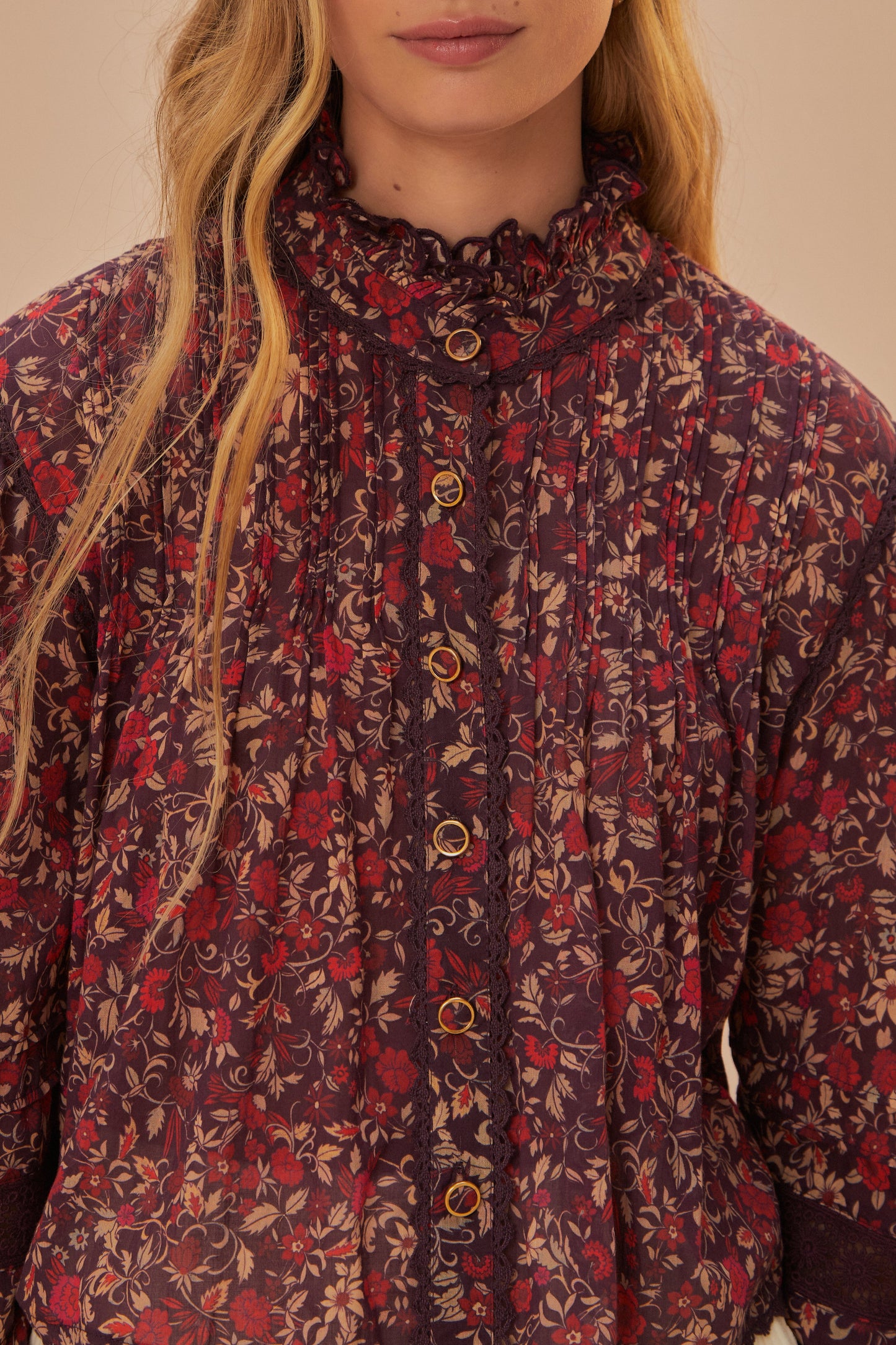Chelsea Garden Purple Long Sleeve Blouse