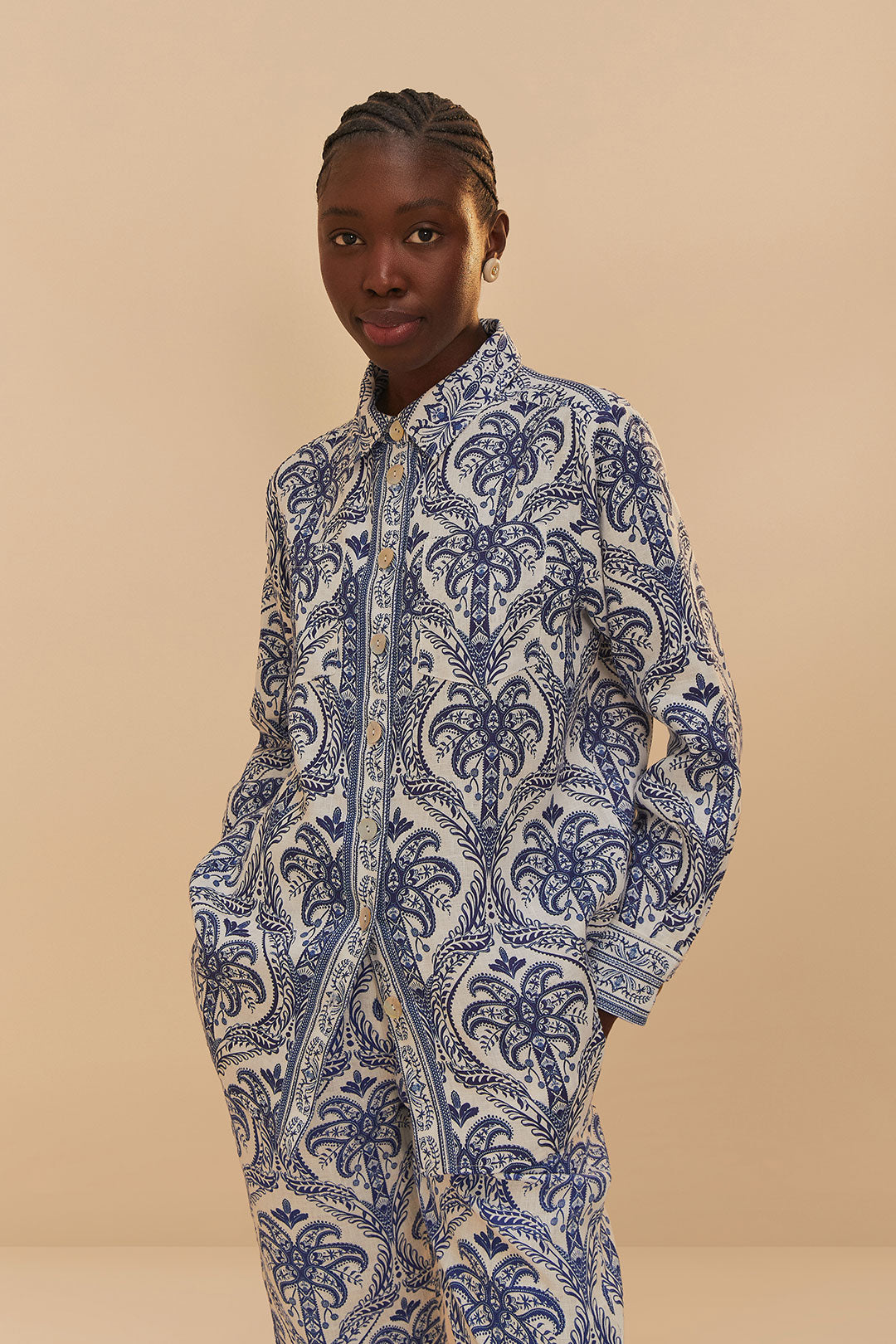 Off-White Tropical Cameo LENZING™ ECOVERO™ Euroflax™ Pajama Shirt