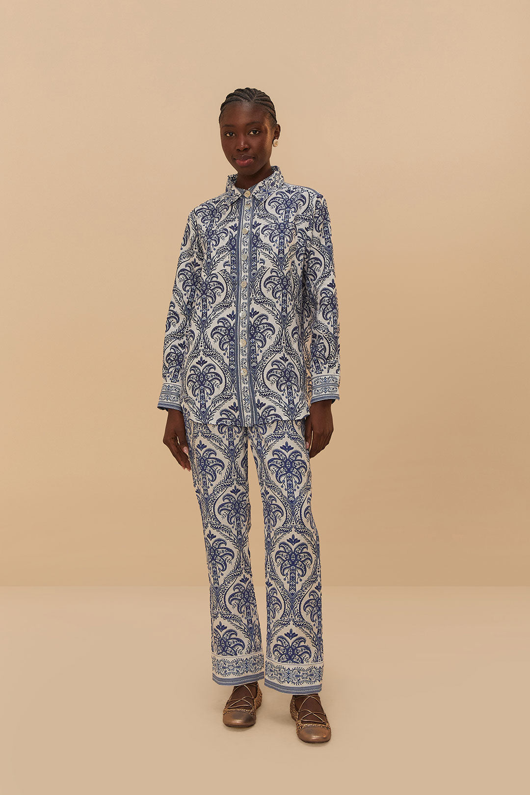 Off-White Tropical Cameo LENZING™ ECOVERO™ Euroflax™ Pajama Shirt