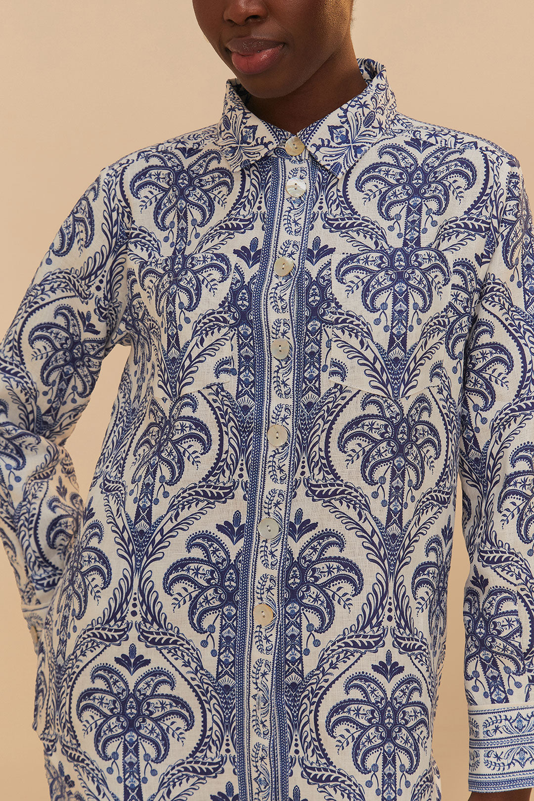 Off-White Tropical Cameo LENZING™ ECOVERO™ Euroflax™ Pajama Shirt