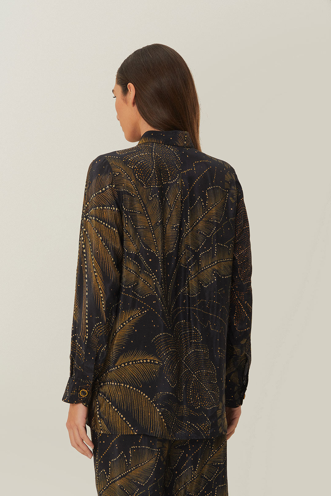 Golden Foliage Black Pajama Shirt