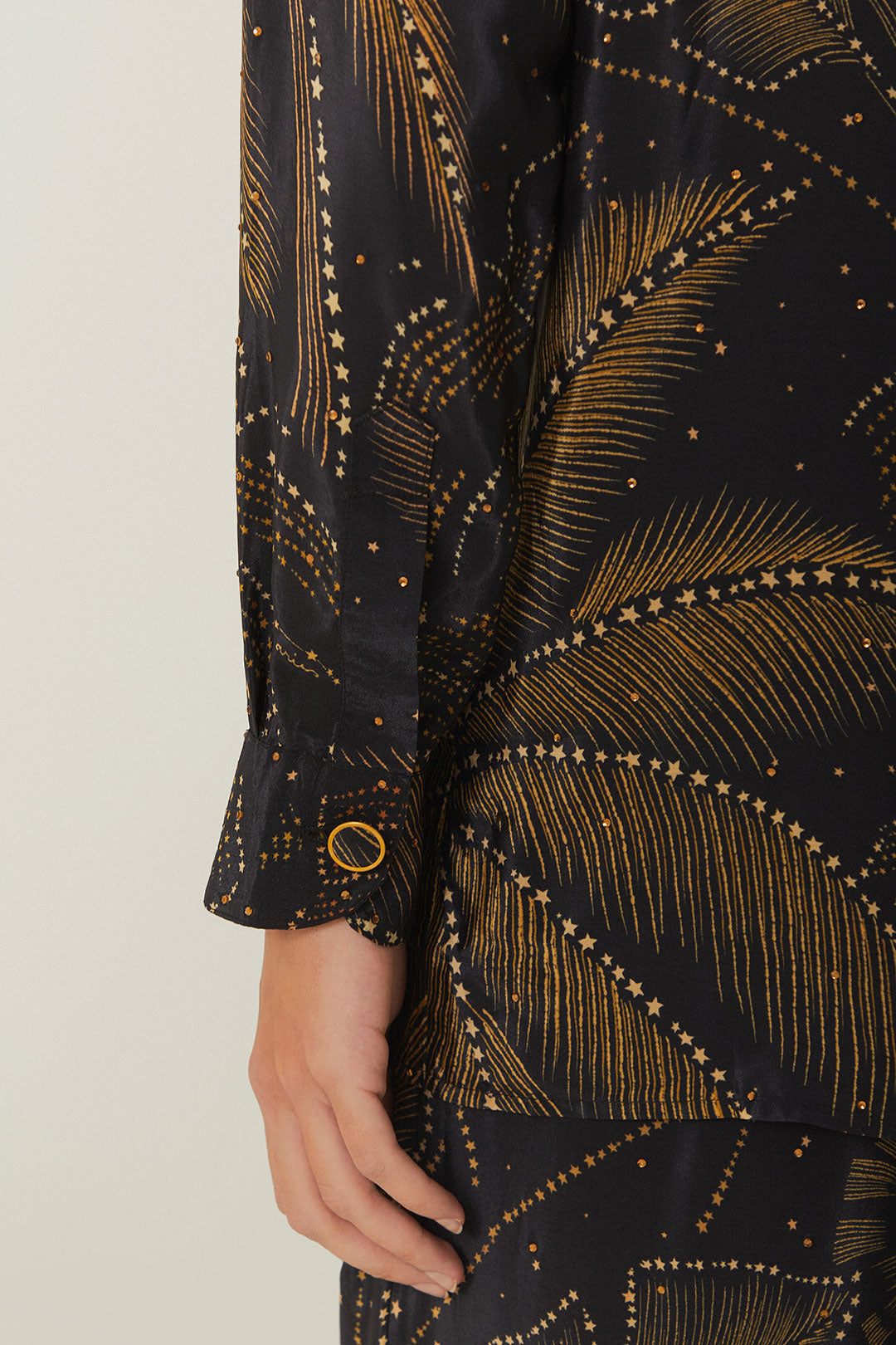 Golden Foliage Black Pajama Shirt