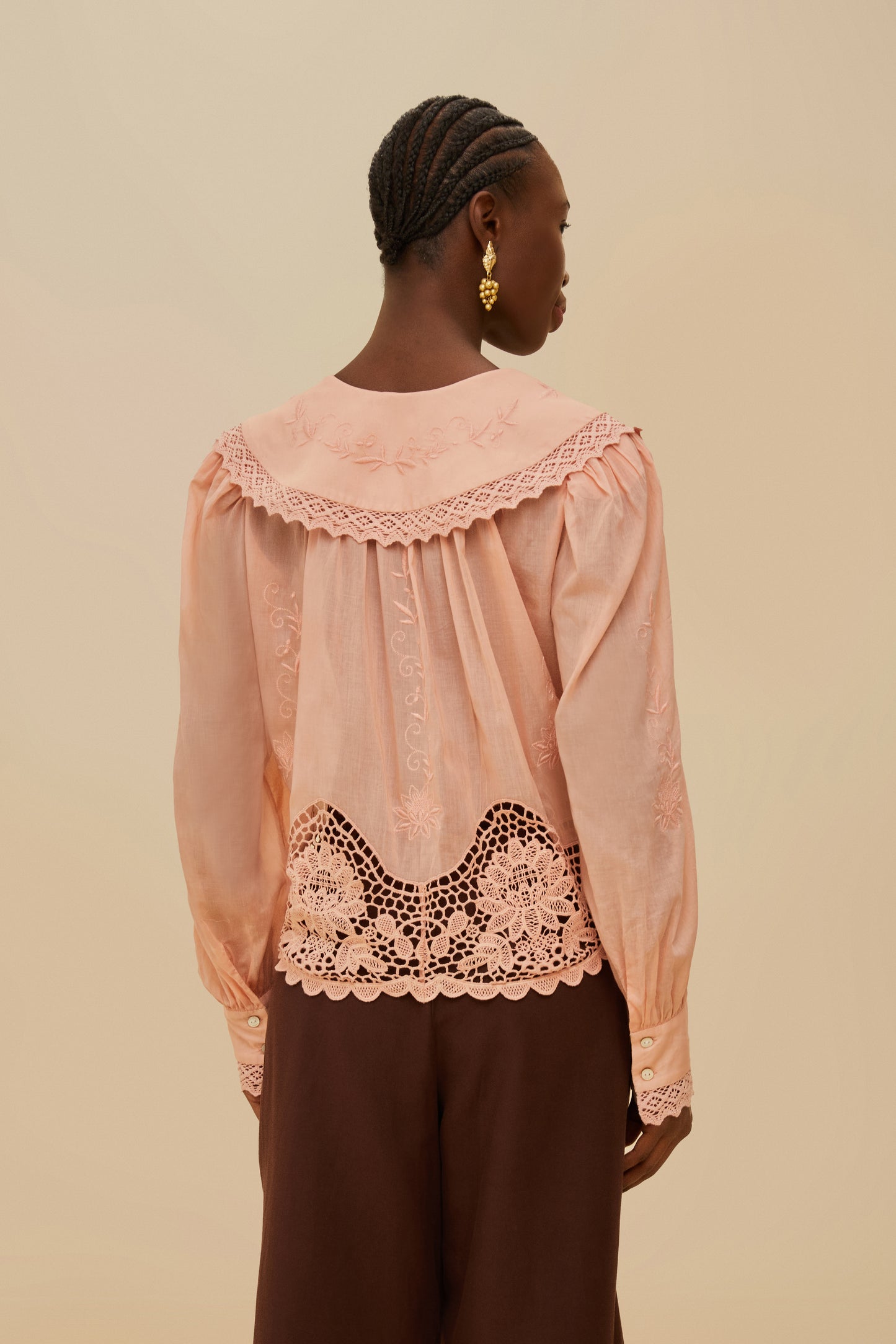 Pink Lacy Long Sleeve Blouse
