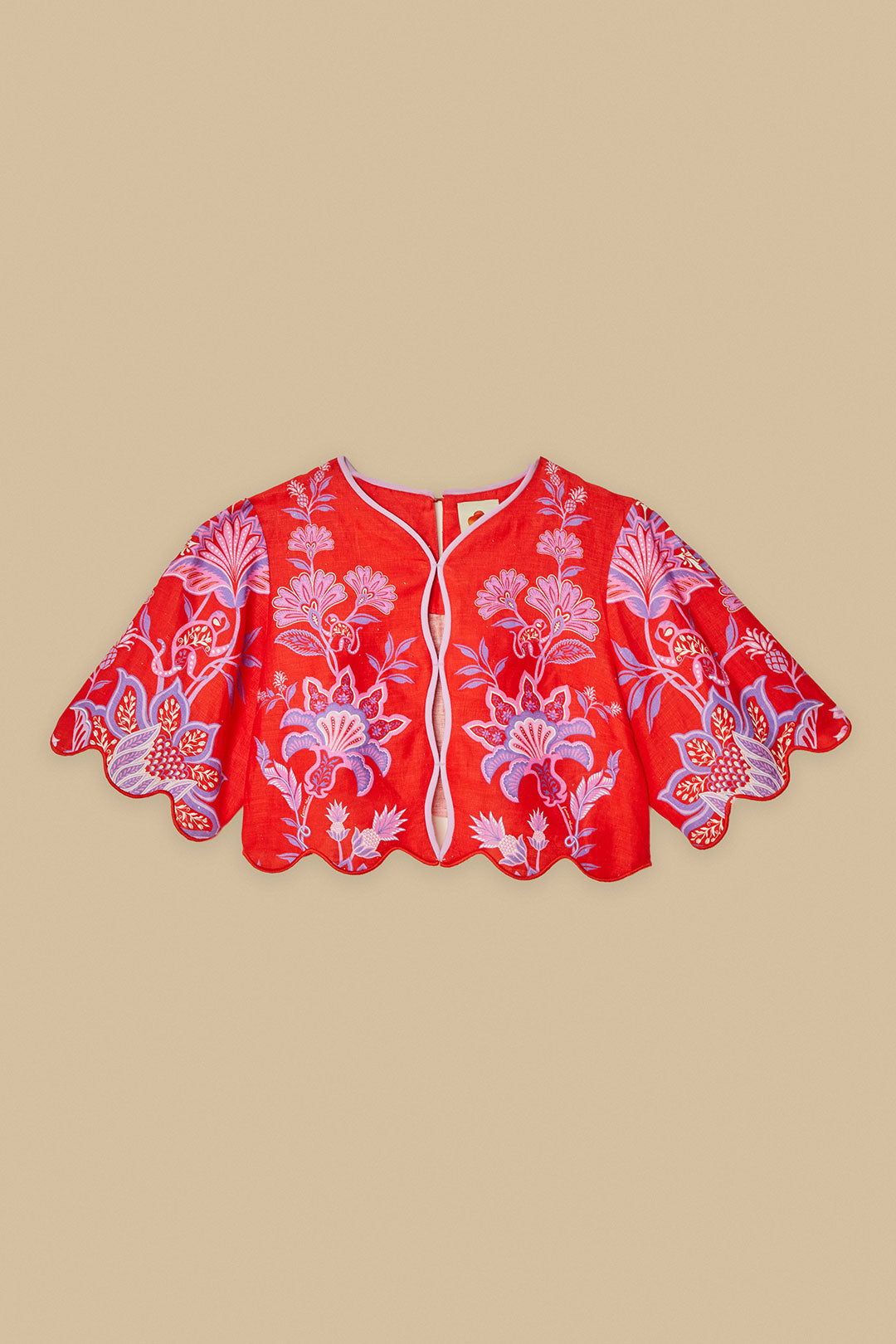 Red Porcelain Garden Euroflax™ Premium Linen Blouse
