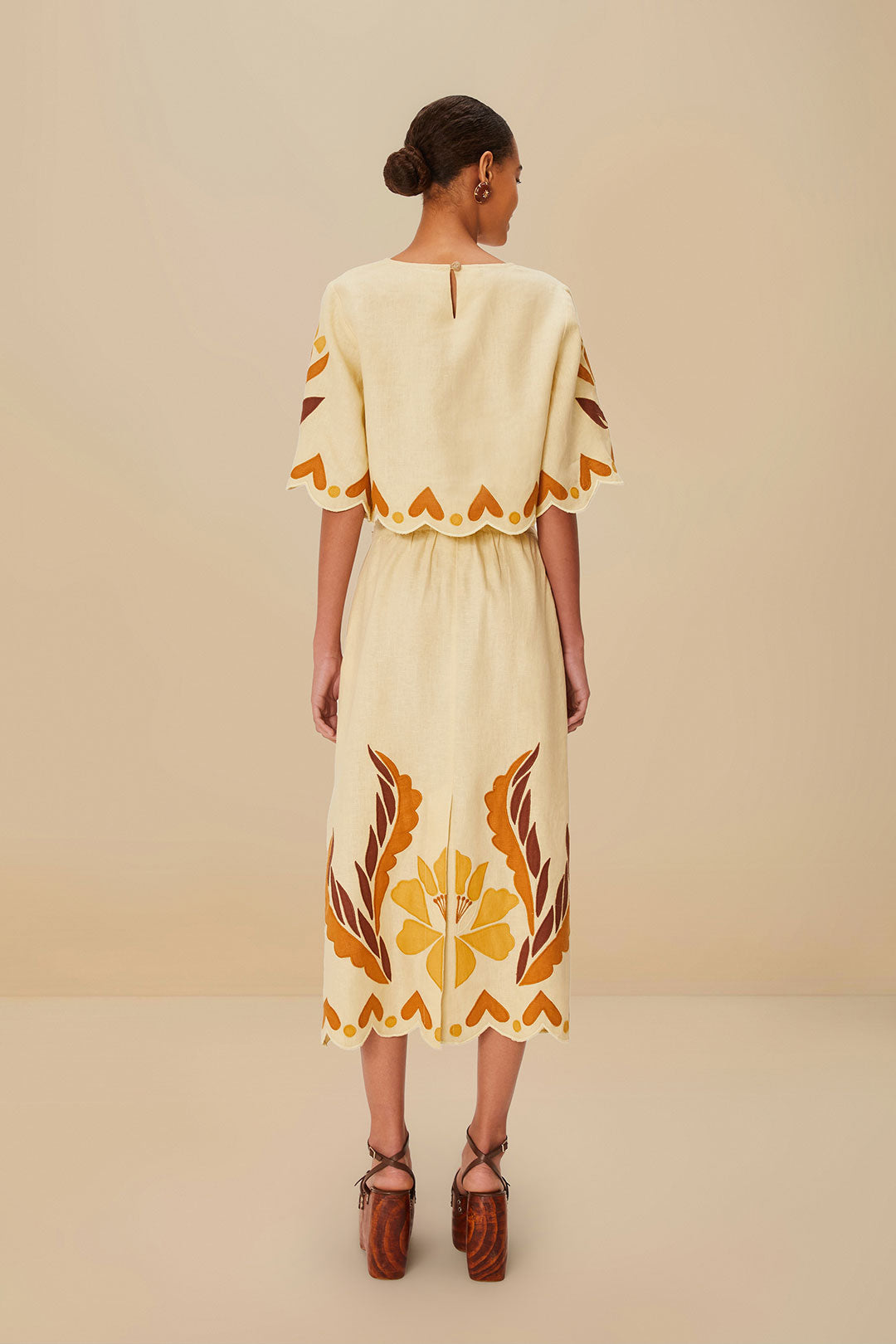Sand Summer Cutwork Euroflax™ Premium Linen Skirt