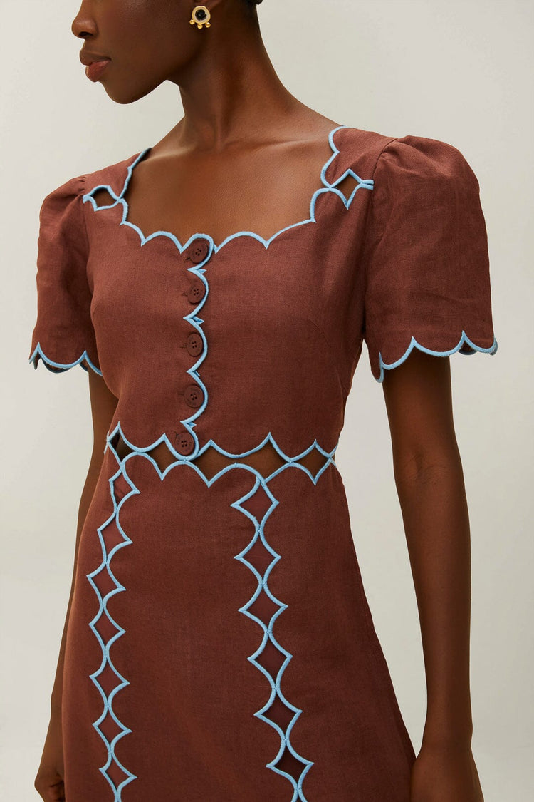 Brown Short Sleeve Maxi Dress