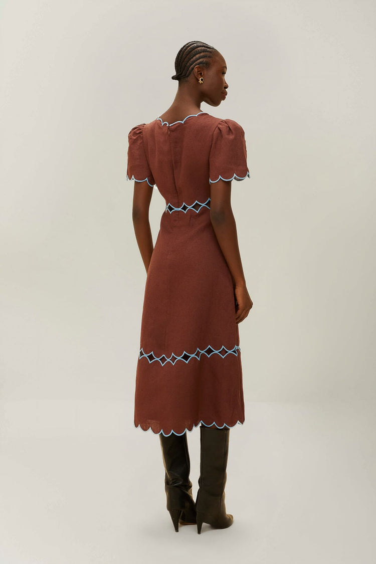 Brown Short Sleeve Maxi Dress