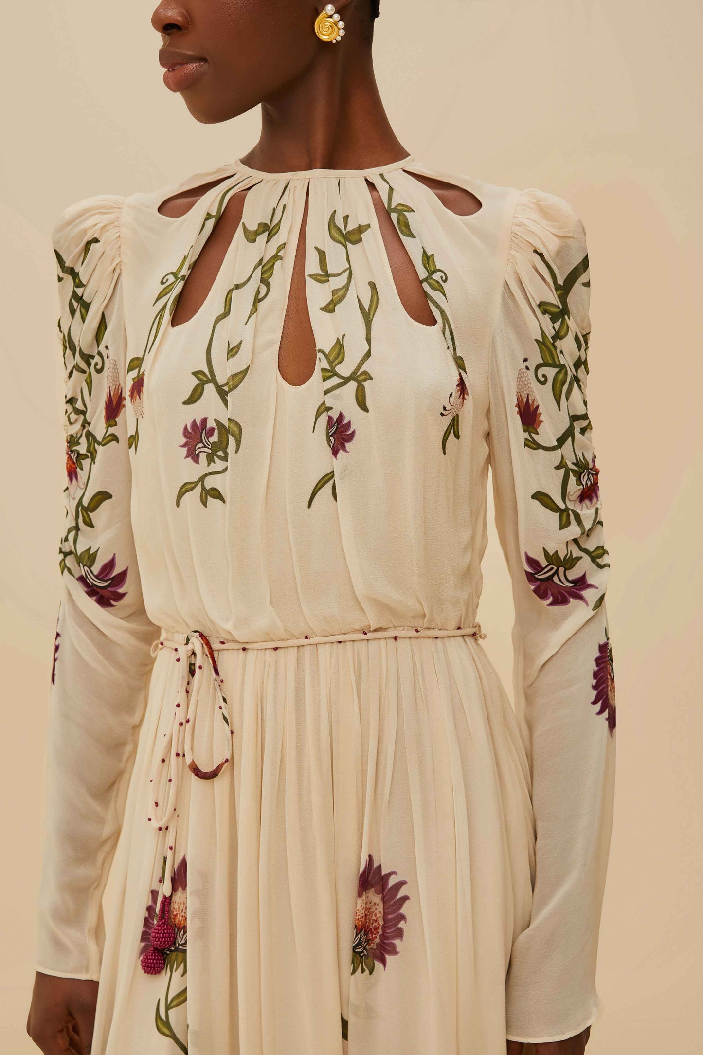 Romantic Nature Multicolor Long Sleeve Maxi Dress