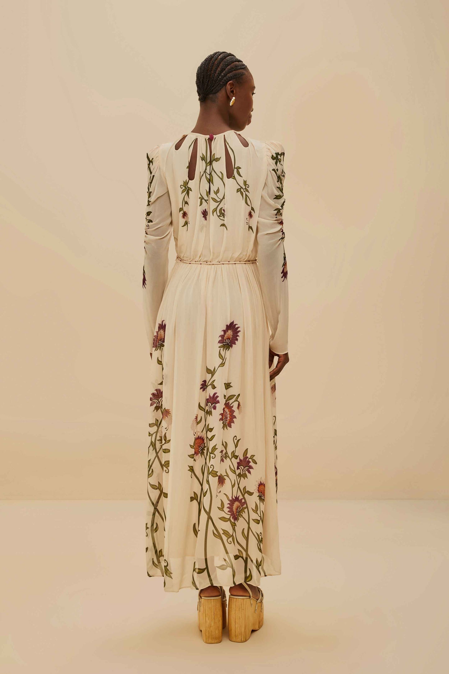 Romantic Nature Multicolor Long Sleeve Maxi Dress